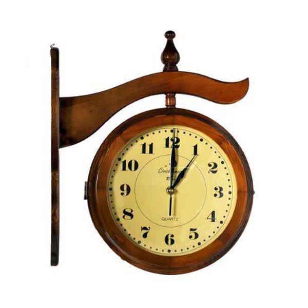 Double sided wooden wall clock