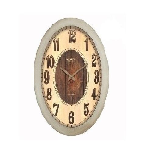 Bone-color wooden wall clock