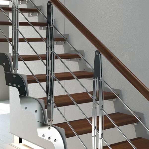 Prefabricated steel floor wooden stairs