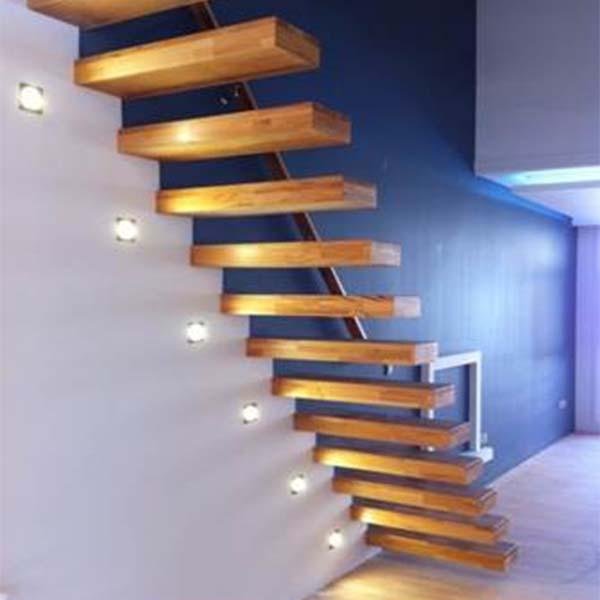 Wooden suspended prefabricated stairs