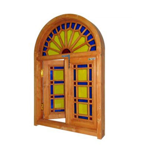 Stained glass wooden window