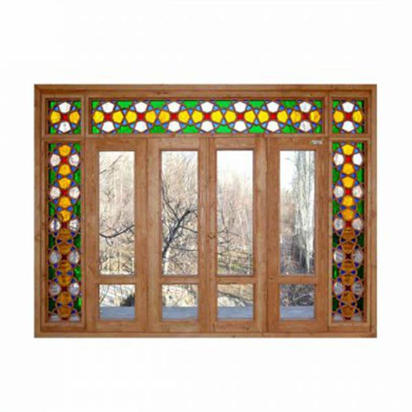 Stained glass wooden window