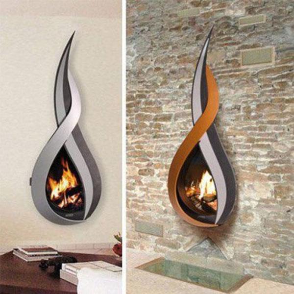 Wall mounted firewood fireplace