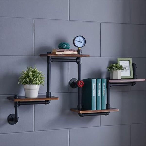 Pipe wall shelf