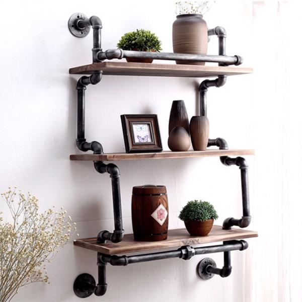 Pipe wall shelf