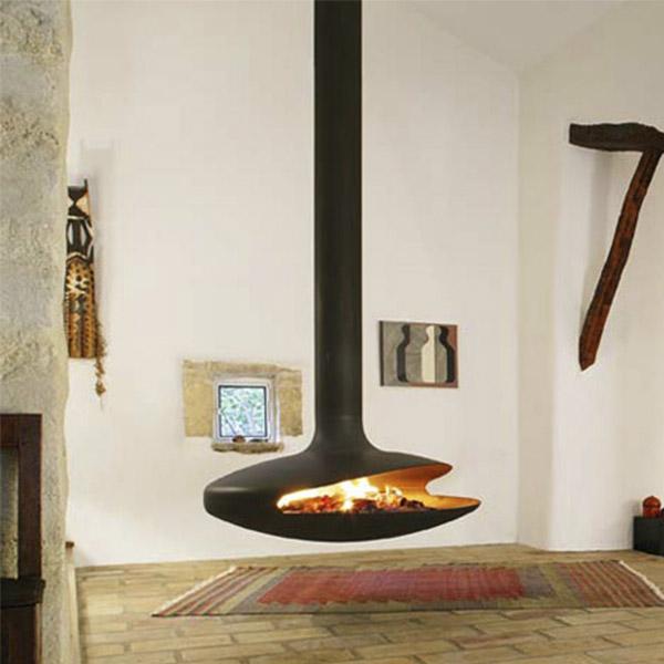 Suspended firewood fireplace