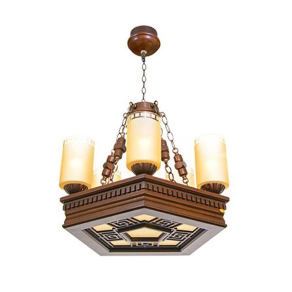 Five-branch prestige wooden chandelier