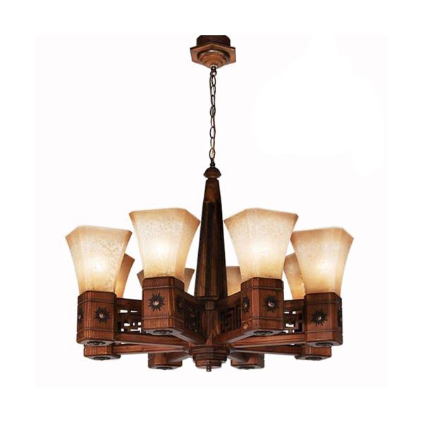 Eight-branch Nazanin wooden chandelier