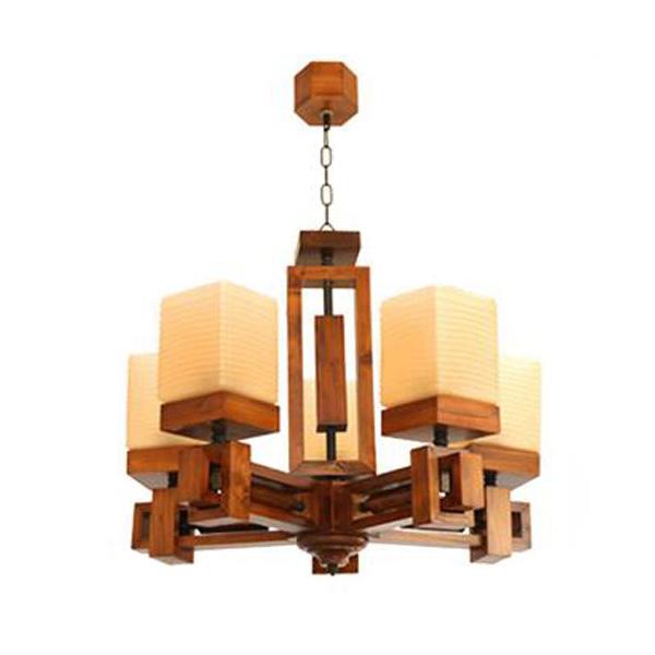 Six-branch Roxana wooden chandelier