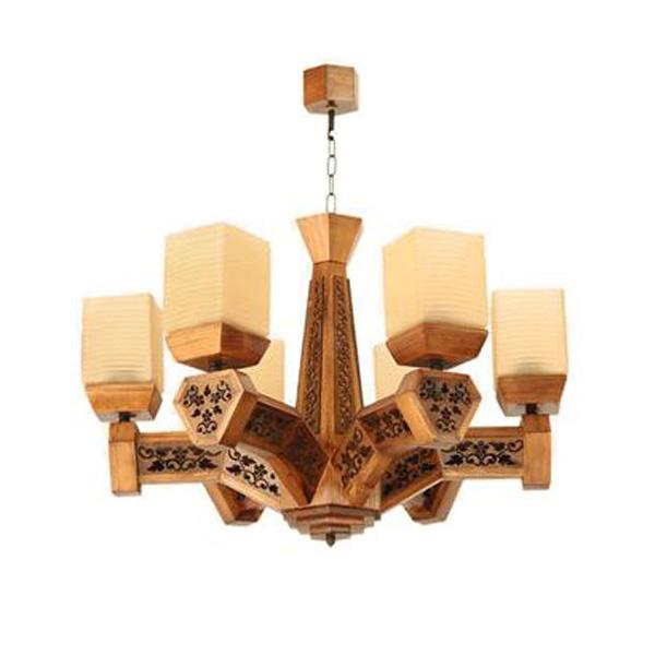 Benita six-branch wooden chandelier