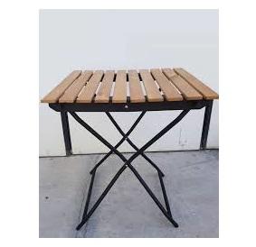 Metal table folding wooden plate