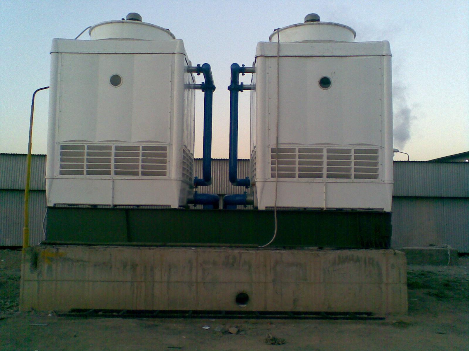 Cubic and circular fiberglass cooling tower